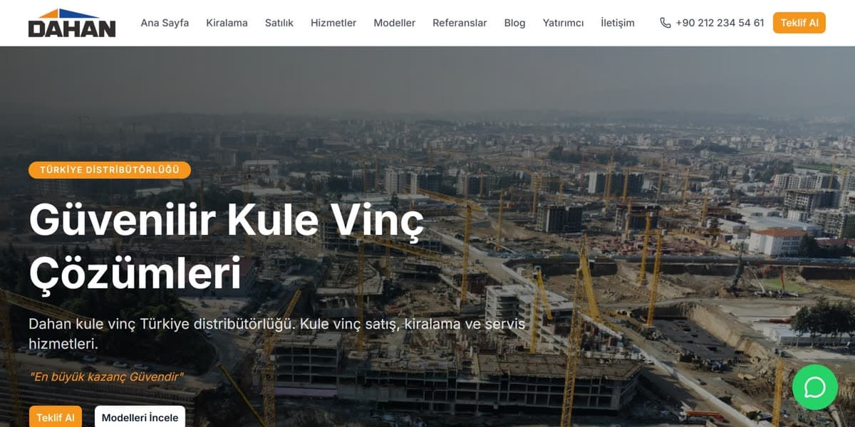 Dahan Kule Vinç web sitesi