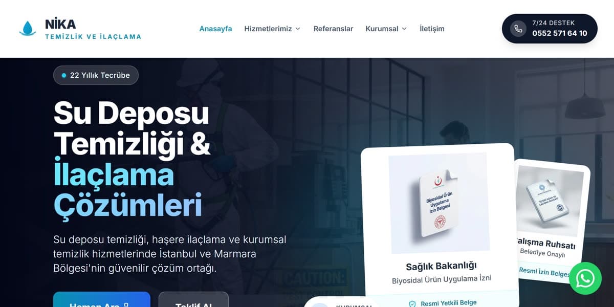 Nika Temizlik web sitesi