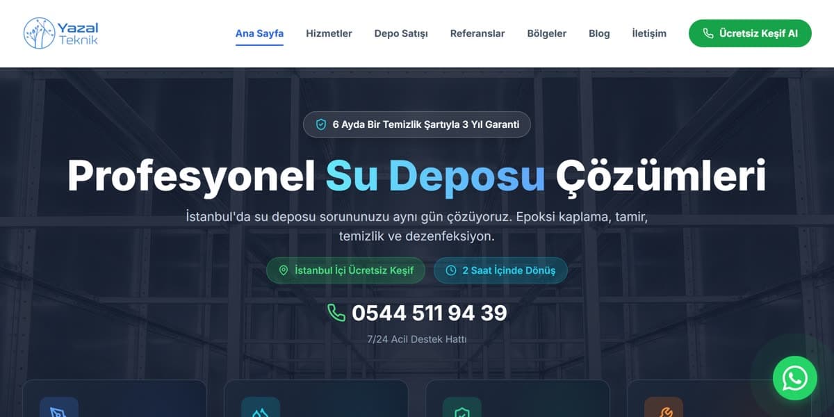 Yazal Su Deposu web sitesi